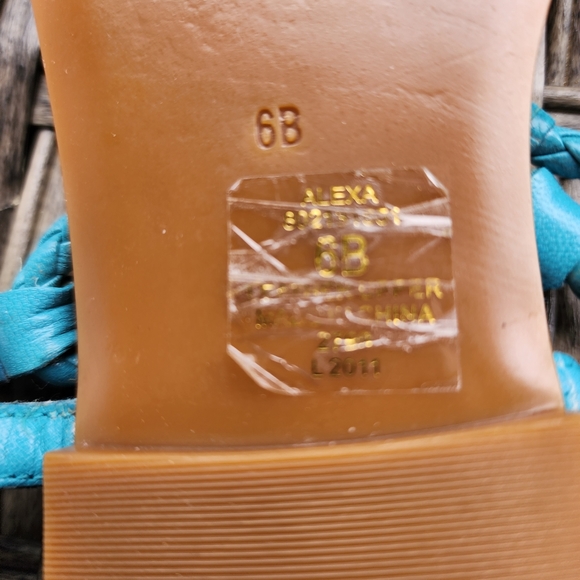 NWOT LAUREN RALPH LAUREN    ALEXA TURQUOISE BRAIDED LEATHER SANDALS - SI… - Picture 5 of 9